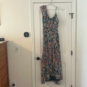 Radiant Hunter Green Floral Print Chiffon Maxi Dress